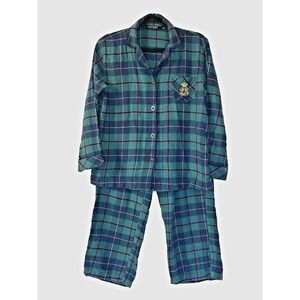 Ralph Lauren Black Label Womens Medium Tartan Plaid Pajama Set Classic Preppy